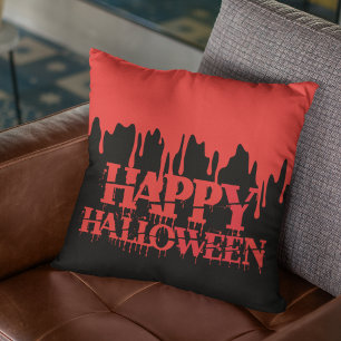 Coussin Éffrayant sang rouge goutte heureux Halloween