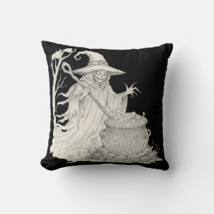 Coussin Éffrayante marmite fantôme remuant T-shirt Hallowe