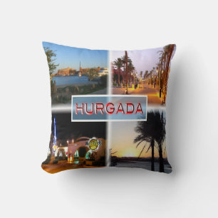 Coussin EG Égypte - Hurghada par nuit - Mer Rouge - El Gun