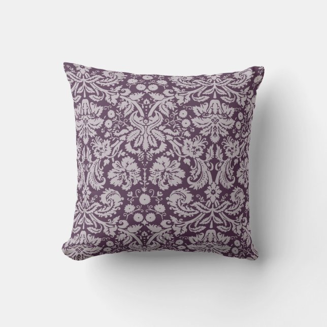 Coussin Éggplant Purple Damask (Recto)