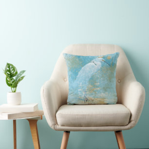 Coussin Egret Bird Coastal Beach Art