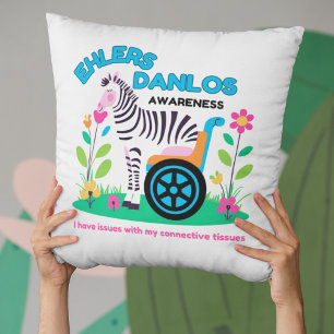 Coussin Ehlers Danlos Sensibilisation Zebra Jeu d'oreiller