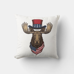 Coussin Élan patriotique gravure vintage design vectoriel_