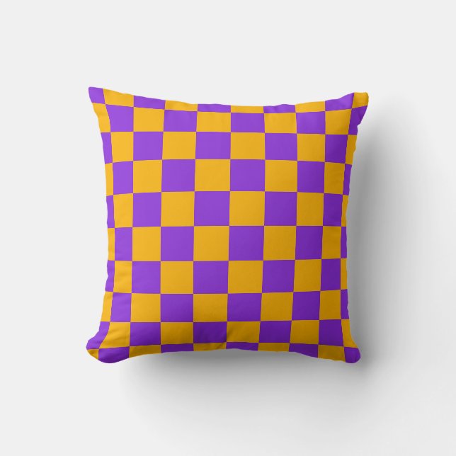 Coussin Electric Violet and Golden Amber Checkerboard (Recto)