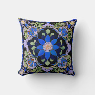 Coussin Élégance de la fleur bleue - Une floraison de séré