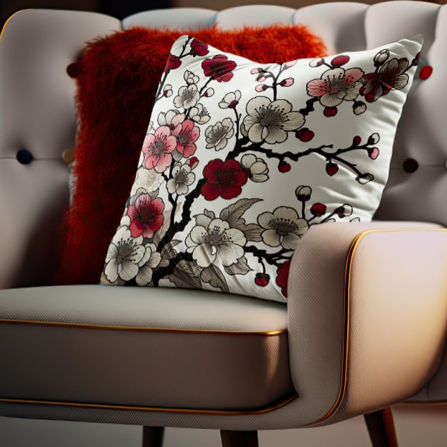 Coussin Élégance de la fleur de Crimson - Flore d'inspirat (Créateur téléchargé)