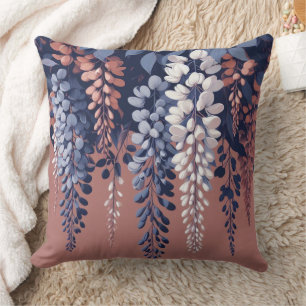 Coussin Élégance de la Wisteria marine et Rose