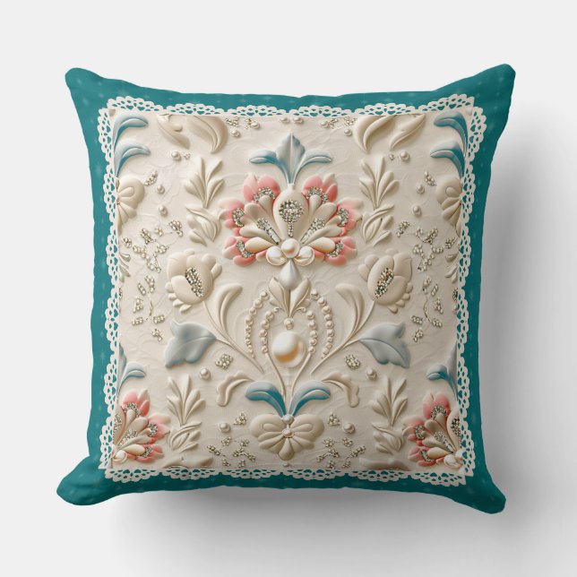 Coussin Elégance de perle : Jeu de Motif brodé en cristal (Recto)