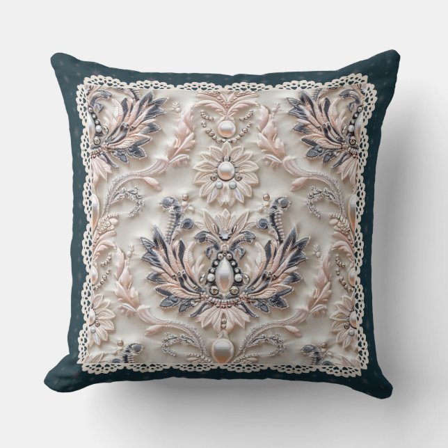 Coussin Elégance de perle : Jeu de Motif brodé en cristal (Recto)