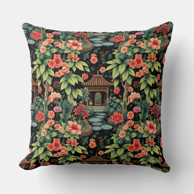 Coussin Élégance du jardin de la Chinoiserie (Recto)