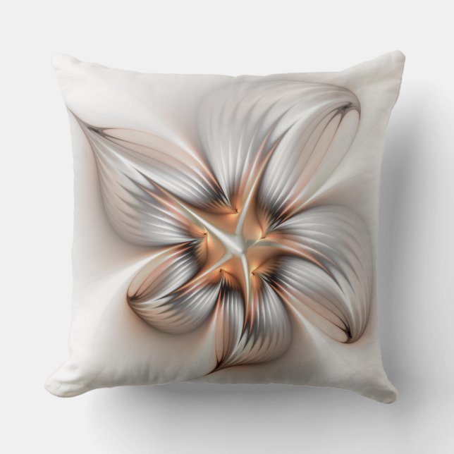 Coussin Élégance florale Art Abstrait fractal moderne (Recto)
