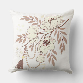 Coussin Élégance florale Boho | Beige doux
