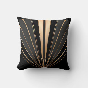 Coussin Élégance géométrique Art Déco en or éventail