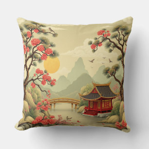 Coussin Élégance Pittoresque Chinoiserie