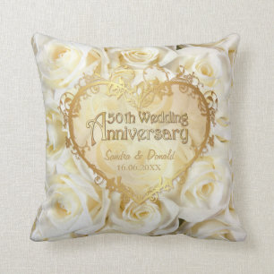 Coussin Elégance Rose blanche - 50e anniversaire de Mariag