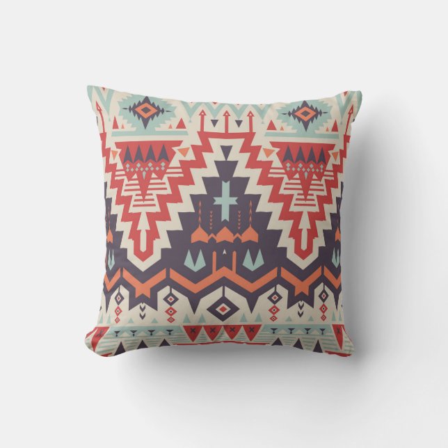 Coussin Élégance tribale : Impression ethnique géométrique (Recto)