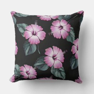 Coussin Élégance tropicale : Hibiscus rose Aquarelle desig