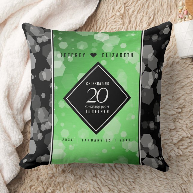Coussin Élégant 20e anniversaire de Mariage d'émeraude (Couverture)