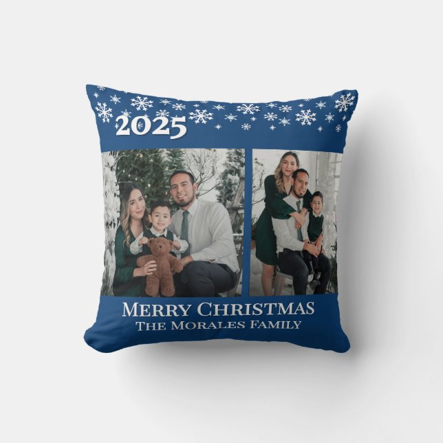 Coussin Elegant 2 Photo Blue Keepsake Family Photo (Recto)