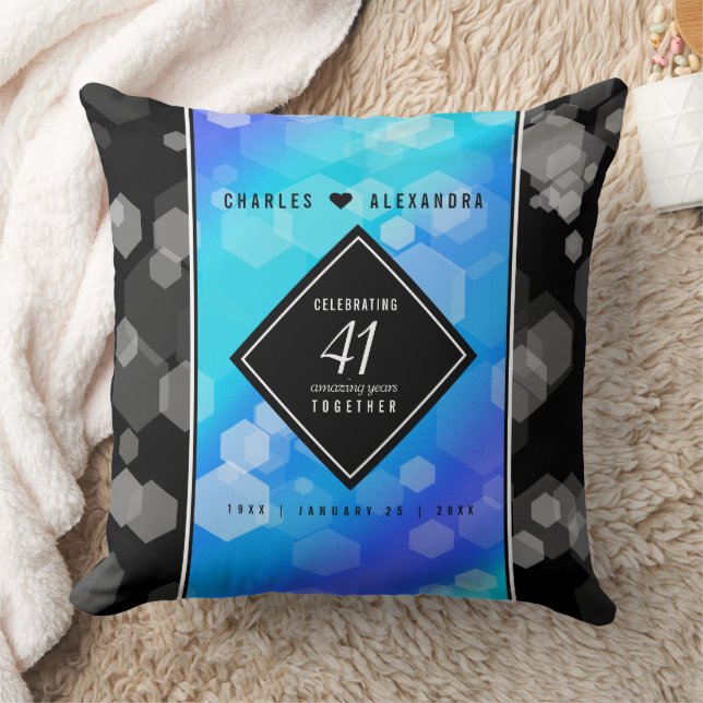 Coussin Élégant 41ème anniversaire Mariage de Topaz Bleu (Couverture)