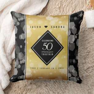 Coussin Élégant 50e anniversaire de Mariage d'or