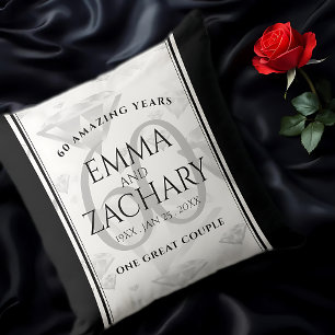 Coussin Élégant 60e anniversaire de Mariage de diamant