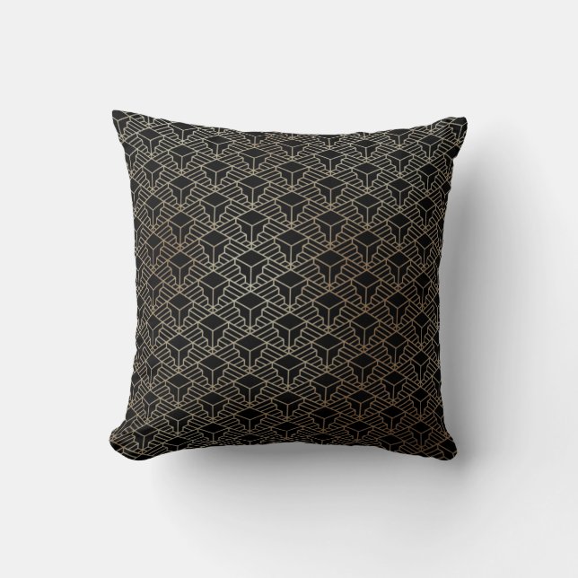 Coussin Élégant Abstrait Gold Art Déco Motif | (Recto)