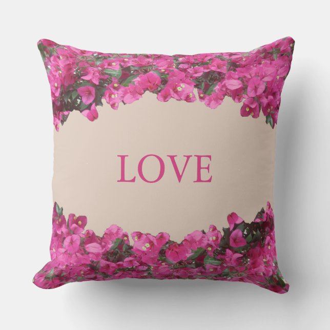 Coussin Elégant amour Fleurs tropicales sur le beige (Recto)