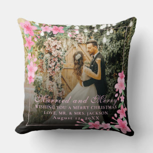 Coussin Élégant aquarelle 1 Photo Noël Flat Blush