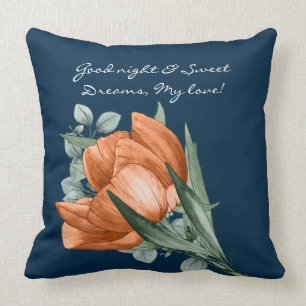 Coussin Elégant Aquarelle Peony Bonne Nuit Sweet Dreams