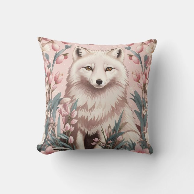 Coussin Elegant Arctic Fox Pink Floral (Recto)
