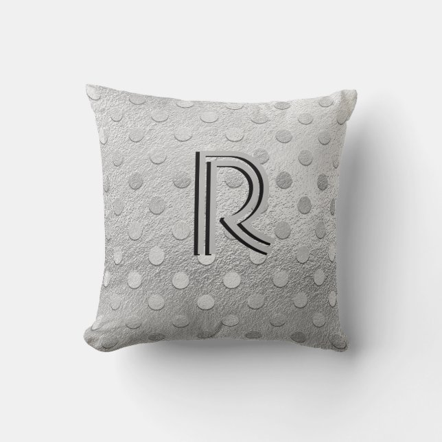 Coussin Élégant Argent initial Monogramme Classy Chic (Recto)
