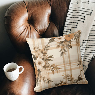 Coussin Élégant automne floral plaid automne