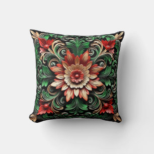 Coussin Élégant Baroque Floral Artistique Coloré 