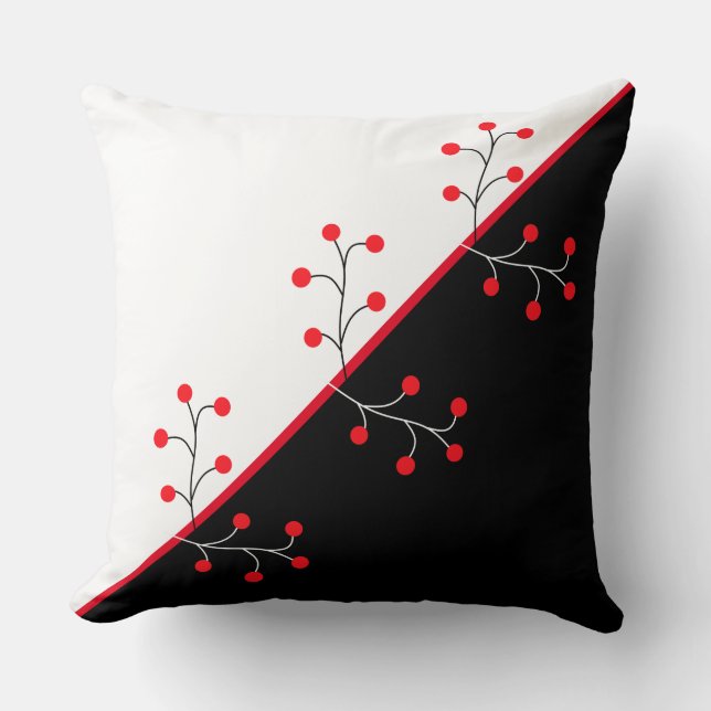 Coussin Elégant Black Red and White & Wild Berries (Recto)