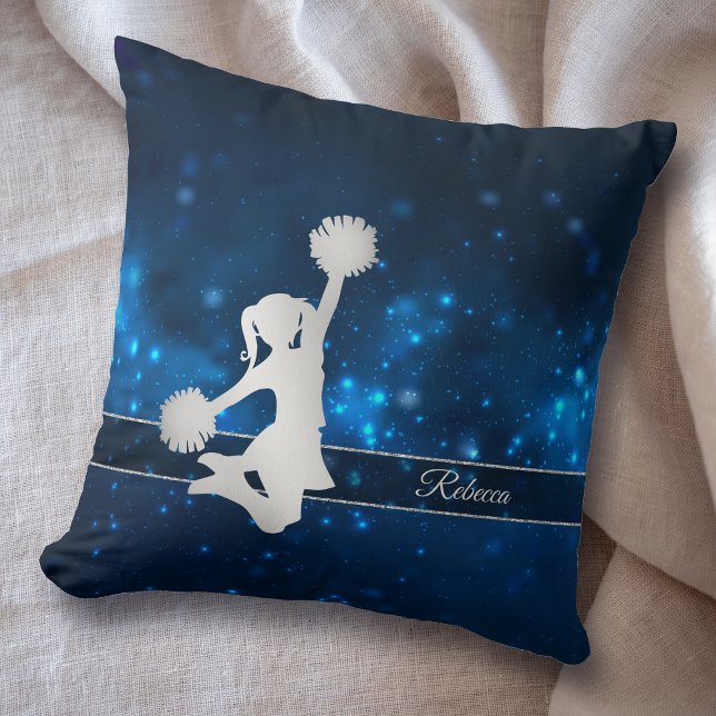 Coussin Elégant bleu lumière argent Cheer Leader (Créateur téléchargé)