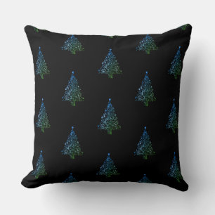 Coussin Elégant bleu vert sapin Motif noir