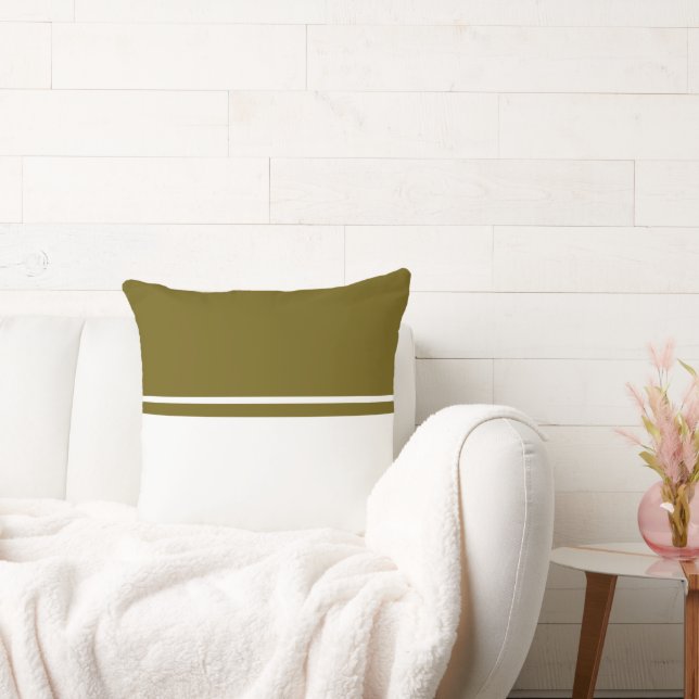 Coussin Élégant bloc de couleur blanc vert olive moderne (Canapé)