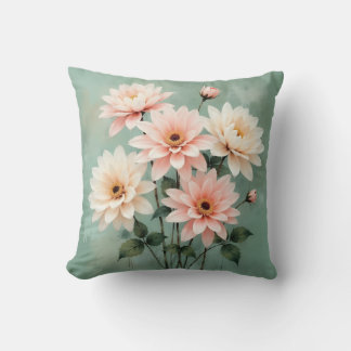 Coussin Elegant Blush Chrysanthemum Art