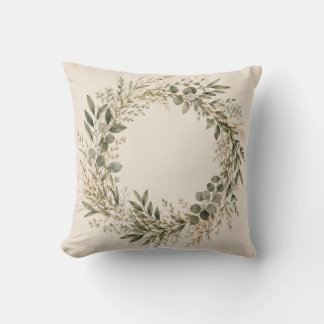 Coussin Elegant Botanical Wreath Decorative Pillow