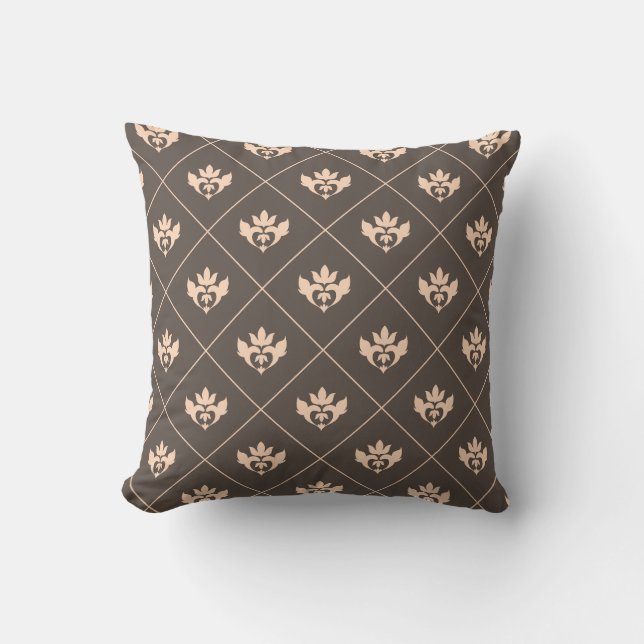 Coussin Élégant Brown foncé ivoire ornement Motif (Recto)