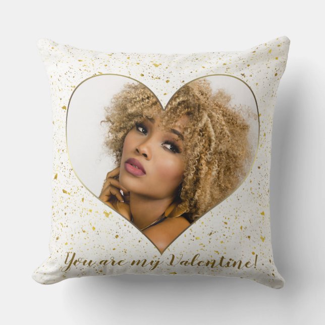 Coussin Elégant cadre Gold Heart Frame Valentine's Day Pho (Recto)