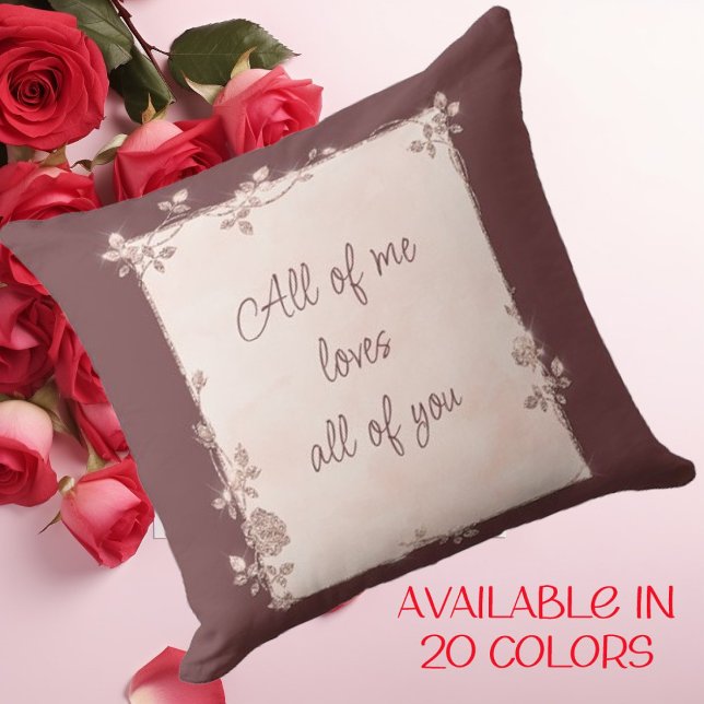 Coussin Elégant cadre rouge cerise profonde Valentine (Créateur téléchargé)