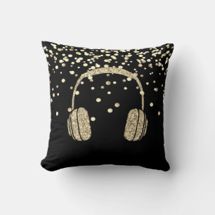 Coussin Élégant casque parties scintillant or, Confetti, N