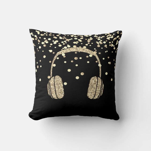 Coussin Élégant casque parties scintillant or, Confetti, N (Recto)