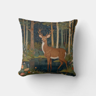 Coussin Elégant cerf art boho forêt boisée verdure