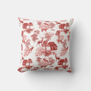 Coussin Élégant Cerf de Toile à la française en forêt