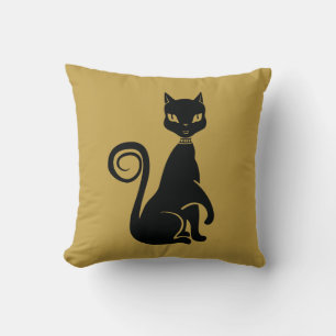 Coussin Élégant chat noir