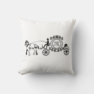 Coussin Élégant cheval tiré Mariage Wagon Monogramme