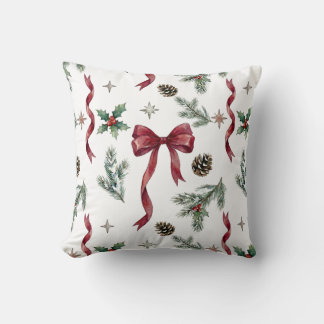 Coussin Elegant Christmas Gift Bow Ribbon Botanical